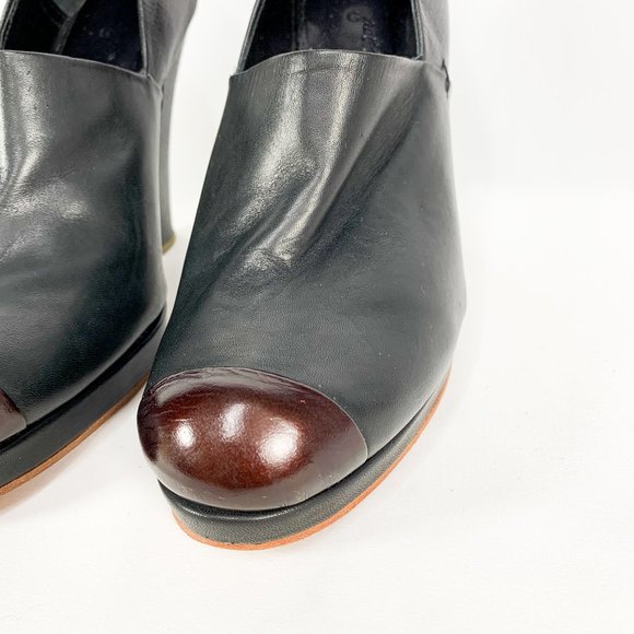 RACHEL COMEY Black Leather Chunky Snake Heels - Picture 5 of 9